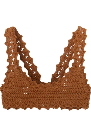ERMANNO SCERVINO Topp, Dam, S, Bomull, Brun Virkad Topp Bomull Handgjord