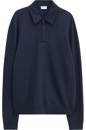 Filippa K Topp, Herr, XL, Bomull, Marinblå Polo Sweatshirt Ss25 Minimalistisk Elegans