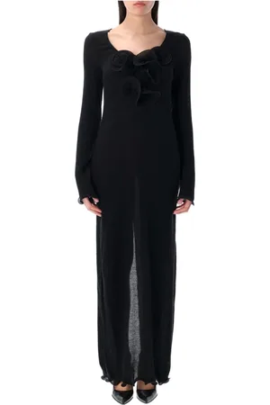 MAGDA BUTRYM Klänning, Dam, S, Polyester, Svart Midi Klänning med Långa ärmar