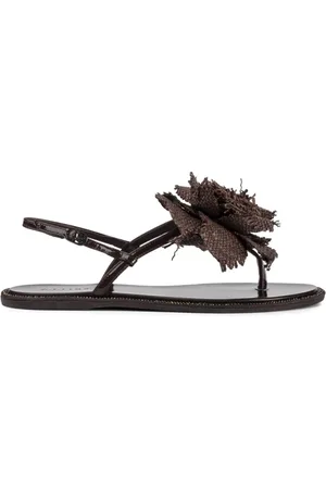 LE SILLA Skor, Dam, 38 1/2 EU, Läder, Brun Raffia Kristall Läder Sandaler