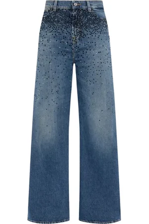 7 for all Mankind Jeans, Dam, W26, Denim, Wide Leg Denim Jeans med Faded Crystals