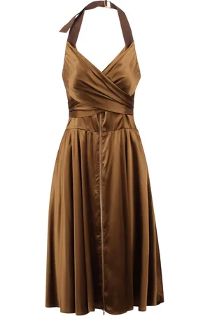 Patou Klänning, Dam, S, Satin Midi Klänning med Draperad Överdel