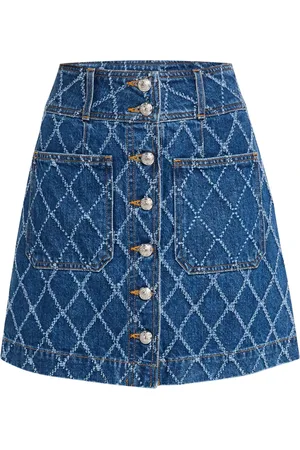 VERONICA BEARD Kjol, Dam, S, Denim, Denim Minikjol med Diamanttryck