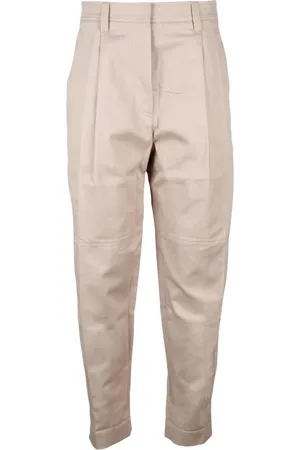 Brunello Cucinelli Byxor, Dam, S, Bomull, Baggy Högmidjade Bomullsbyxor