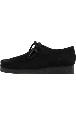 Clarks Skor, Herr, 42 EU, Mocka, Svarta Mocka Wallabee Sneakers