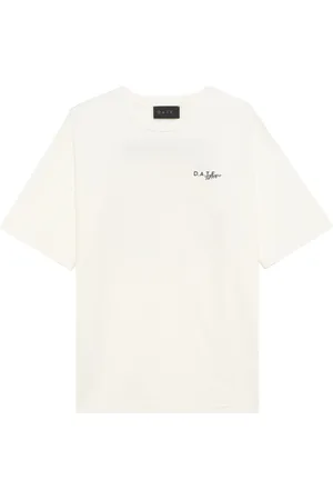 D.A.T.E. Topp, Herr, L, Bomull, Ivory Bomull Regular Fit T-shirt