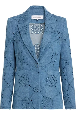 VERONICA BEARD Jacka, Dam, M, Denim, Eyelet Denimjacka med Enkel Knapp