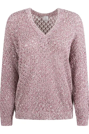 ELEVENTY Stickade tröjor & koftor, Dam, M, Bomull, Rosa Tröja Bomull Polyamid Polyester