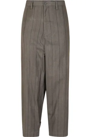 YOHJI YAMAMOTO Byxor, Dam, M, Bomull, Grå Bomullsrandiga Byxor