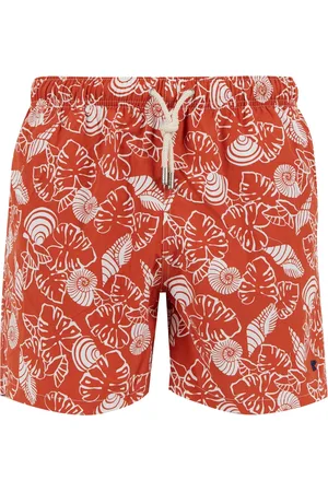 Gallo Badkläder, Herr, M, Mäns orange badshorts med skal- och lövmönster