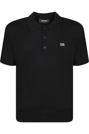 Dsquared2 Topp, Herr, S, Bomull, Svart Stickad Piké Klassisk Krage