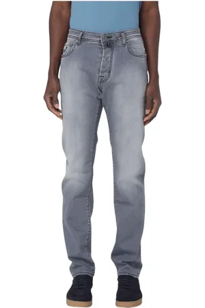 Jacob Cohen Jeans, Herr, W34, Bomull, Slim Fit Regular Length Jeans Män Grå