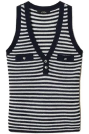 Twin-Set Topp, Dam, M, Bomull, Randig Bomullssweatshirt med Juvelknappar