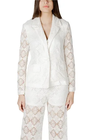 JACQUELINE DE YONG Jacka, Dam, M, Polyester, Vit V-Hals Revers Blazer Set