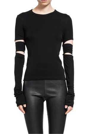 Helmut Lang Topp, Dam, M, Bomull, Mjuk Bomull Jersey Cut-Out Ärm Topp
