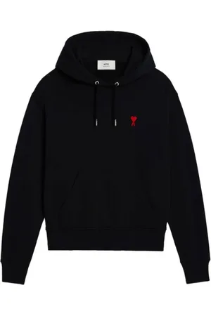 Ami Sweatshirts & Hoodies, Herr, S, Bomull, Svart Ekologisk Bomull Boxy Hoodie