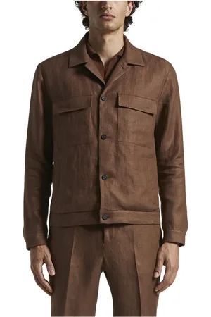 PESERICO SIGN Jacka, Herr, XS, Linne, Ren linne gabardine overshirt