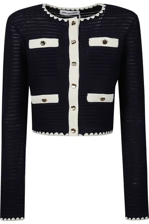 Self-Portrait Stickade tröjor & koftor, Dam, M, Bomull, Contrast Trim Cardigan