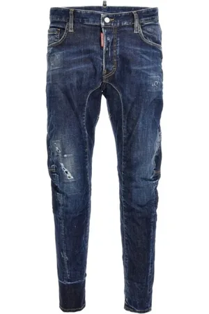 Dsquared2 Jeans, Herr, L, Bomull, Snygg Biker Jeans med Använt Effekt