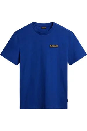 Napapijri Topp, Dam, L, Bomull, Blå Bomull Kortärmad T-shirt