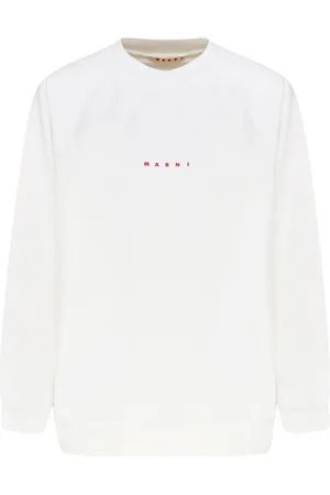 Marni Sweatshirts & Hoodies, Dam, M, Bomull, Vit Logo Print Sweatshirt