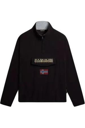 Napapijri Jacka, Herr, L, Polyester, Svart huva fleece halv zip jacka