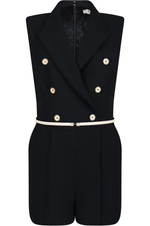 Elisabetta Franchi Jumpsuits & Playsuits, Dam, L, Svart dubbelknäppt jumpsuit
