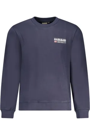 Napapijri Sweatshirts & Hoodies, Herr, 2Xl, Bomull, Blå Bomullssweatshirt med Logotyptryck