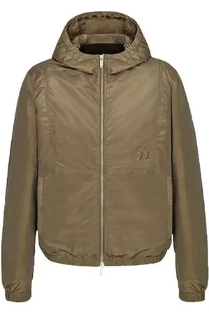 Dior Jacka, Herr, L, Polyester, Grön Broderad Logotyp Huva Jacka