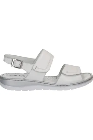 Caprice Skor, Dam, 37 EU, Läder, Vita Öppna Platta Sandaler Kvinnor