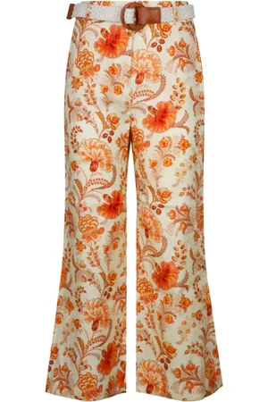 ZIMMERMANN Byxor, Dam, S, Linne, Blommigt Linne Bred Ben Byxor