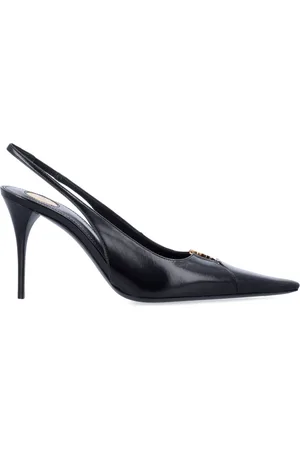 Saint Laurent Skor, Dam, 38 1/2 EU, Läder, Svarta stängda tå slingback pumps