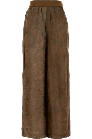 UMA WANG Byxor, Dam, M, Brun Viskosblandning Wide-Leg Pant