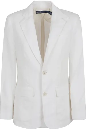 Ralph Lauren Jacka, Dam, S, Linne, Vit Linne Blazer Chic Stil