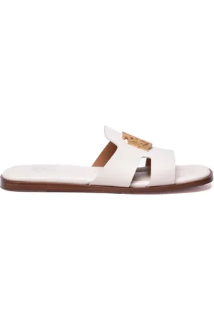 ELEVENTY Skor, Dam, 39 EU, Läder, Läder Sandal Platt Sula Toffel