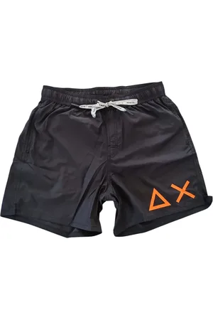 sun68 Badkläder, Herr, S, Svarta strandshorts med stort logotyp