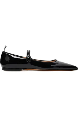 Thom Browne Skor, Dam, 36 1/2 EU, Läder, Svarta spetsiga platta skor