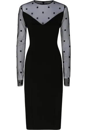 Givenchy Klänning, Dam, XS, Svart långärmad midi klänning