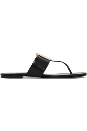 Tory Burch Skor, Dam, 36 EU, Läder, Svarta lädersandaler med metalllogo