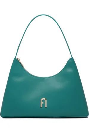 Furla Väska, Dam, ONE Size, Läder, Smaragd Axelväska med Guldlogotyp