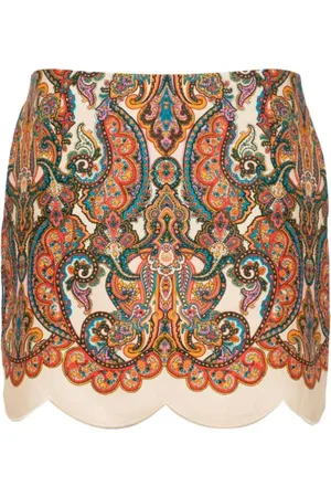 ZIMMERMANN Kjol, Dam, M, Linne, Broderad Mini Kjol med Fickor