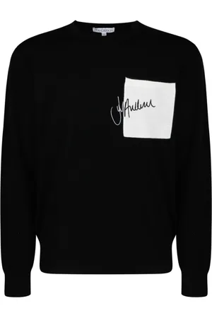 J.W.Anderson Stickade tröjor & koftor, Herr, S, Svart Logotyp Broderad Tröja