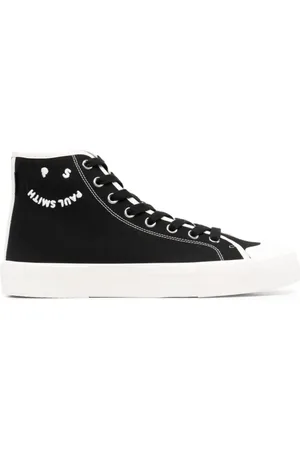 Paul Smith Skor, Herr, 43 EU, Svarta Logo High-Top Canvas Sneakers