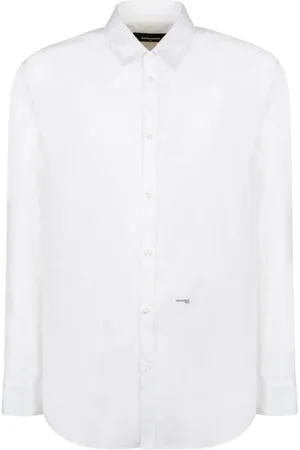 Dsquared2 Skjorta, Herr, XL, Vit avslappnad passform skjorta med brodyr