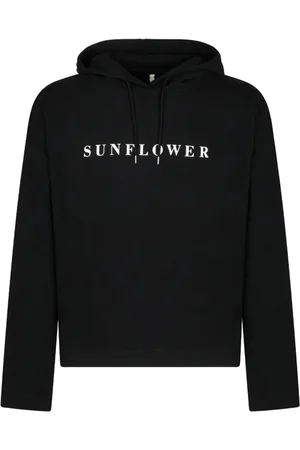 Sunflower Sweatshirts & Hoodies, Herr, L, Bomull, Svart Logo Print Hoodie