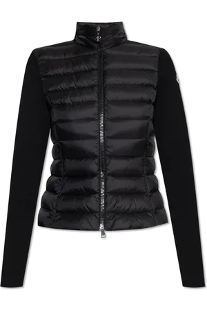 Moncler Stickade tröjor & koftor, Dam, L, Polyester, Kofta med vadderad framsida