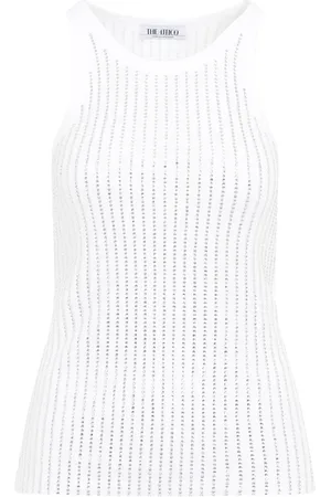 The Attico Topp, Dam, S, Bomull, Vit Kristallribbad Tanktopp