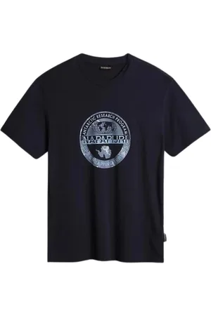 Napapijri Topp, Herr, M, Bomull, Kortärmad Crewneck Bomull Blå T-shirt