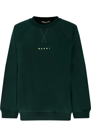 Marni Sweatshirts & Hoodies, Dam, M, Bomull, Mörkgrön Logo Print Sweatshirt