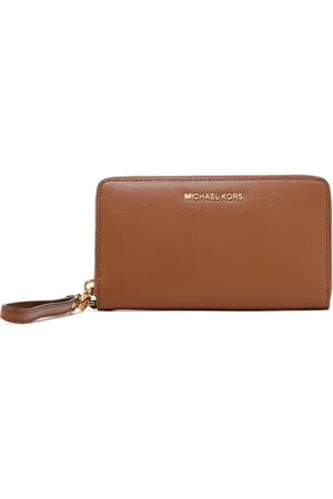 Michael Kors Accessoarer, Dam, ONE Size, Läder, Brun Smartphone Handledsväska med Kortplatser